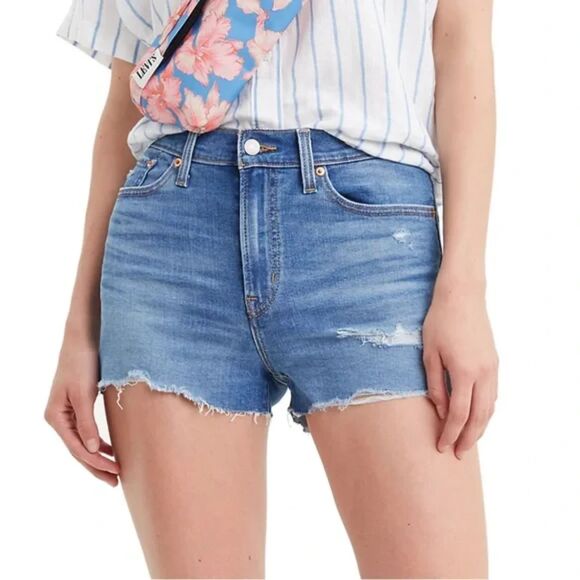Levi’s | High Rise Distressed Denim Shorts Size 29 Jeans Festival Western - Picture 1 of 4